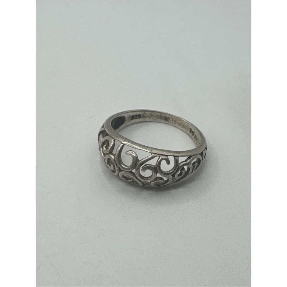 925 Sterling Silver Vintage Filigree Band Ring Size 10 Weighs 3.1g Marked NV